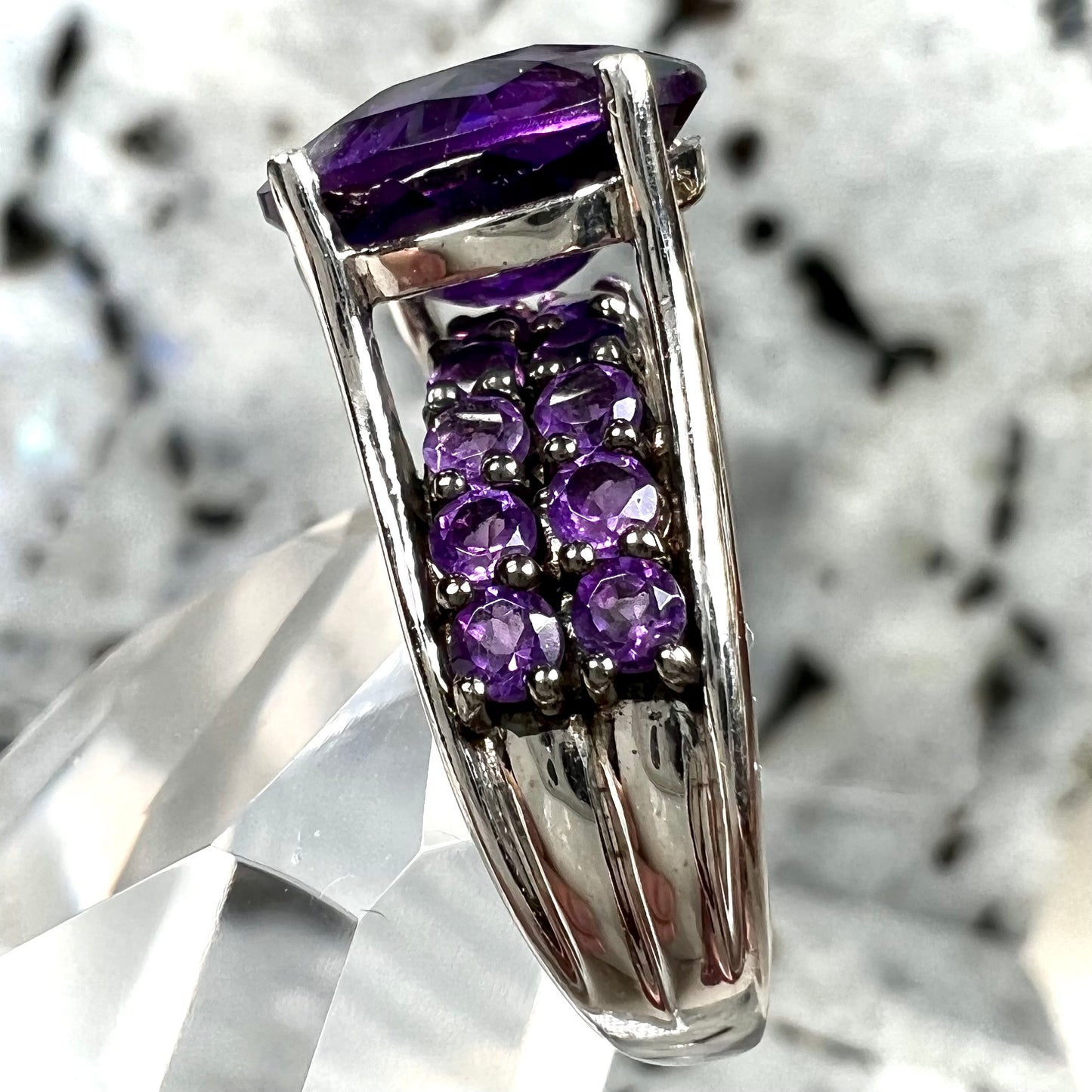 Siberian Amethyst Cathedral Ring | Sterling Silver