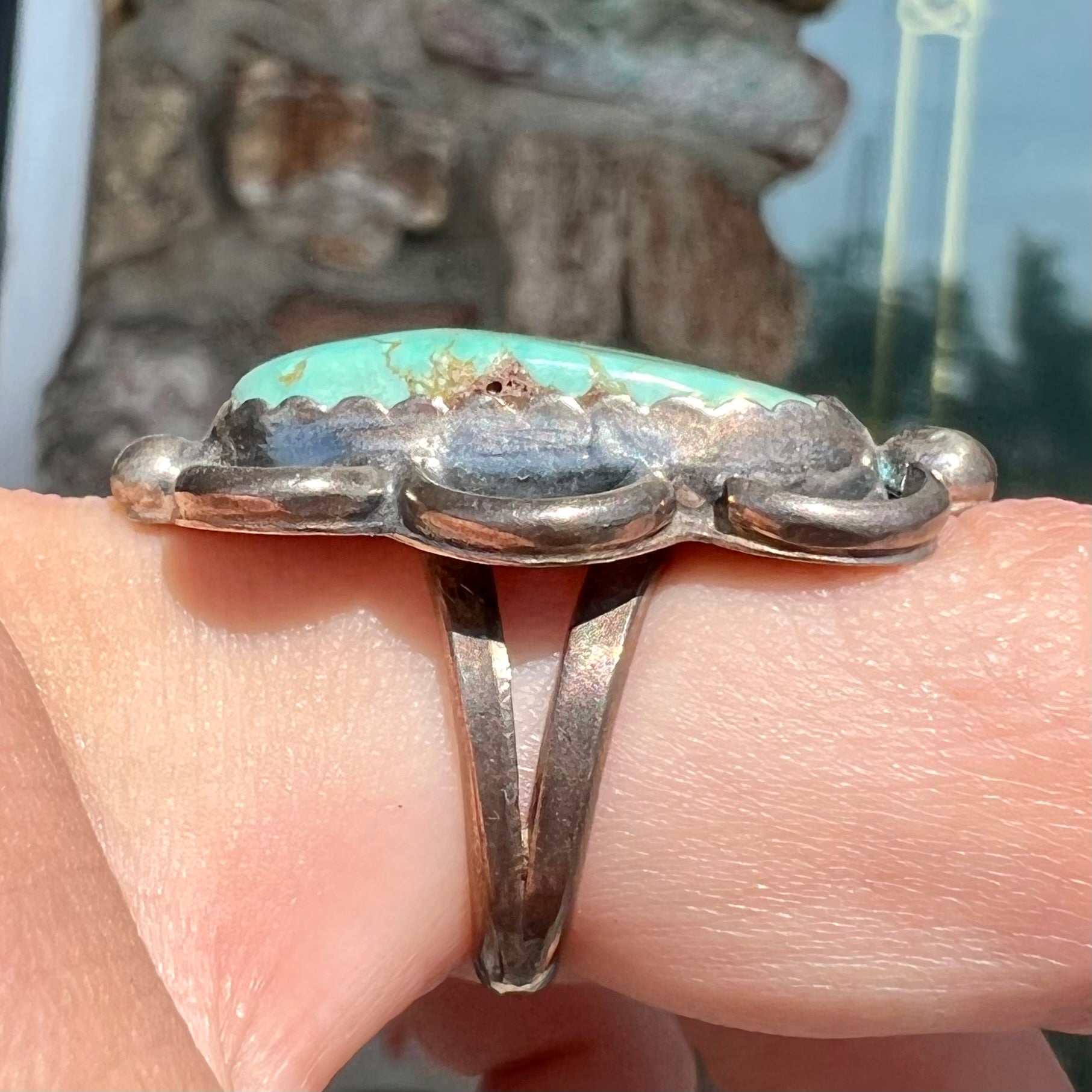 Roy Buck Navajo Silver Turquoise Ring c.1980 s Burton s Burton s Gems and Opals