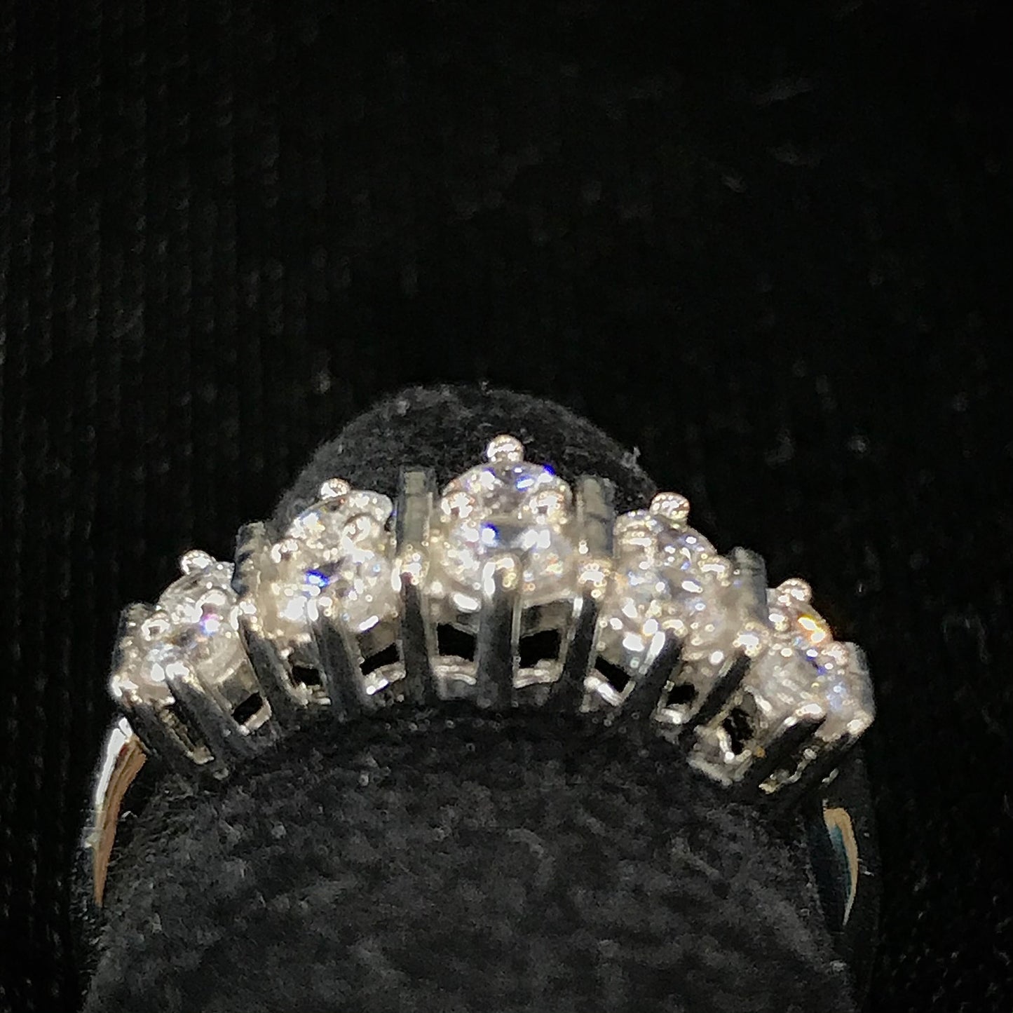 White Cubic Zirconia ring band set in sterling silver.
