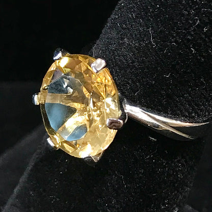 Light yellow citrine ring set in sterling silver.