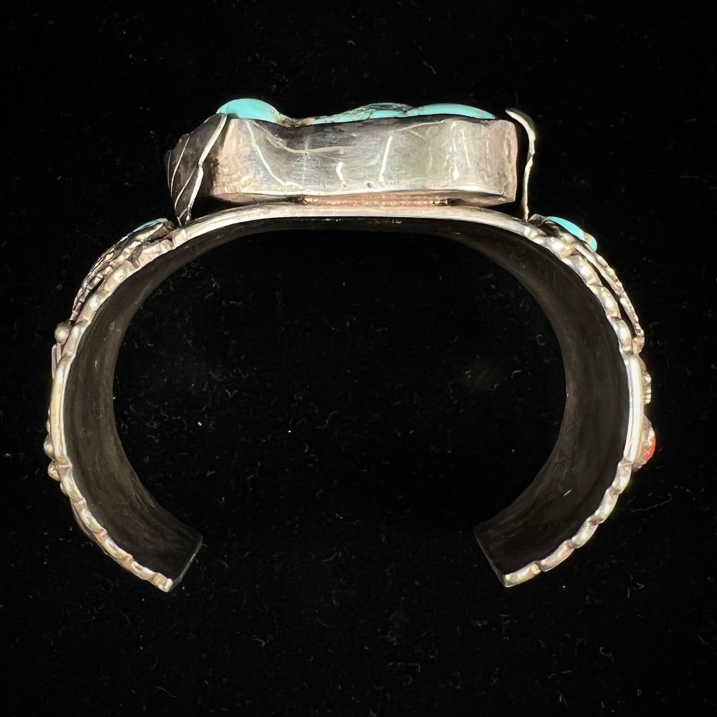 A men's Sleeping Beauty turquoise nugget cuff bracelt handmade by Navajo Artist, Allen Chee.