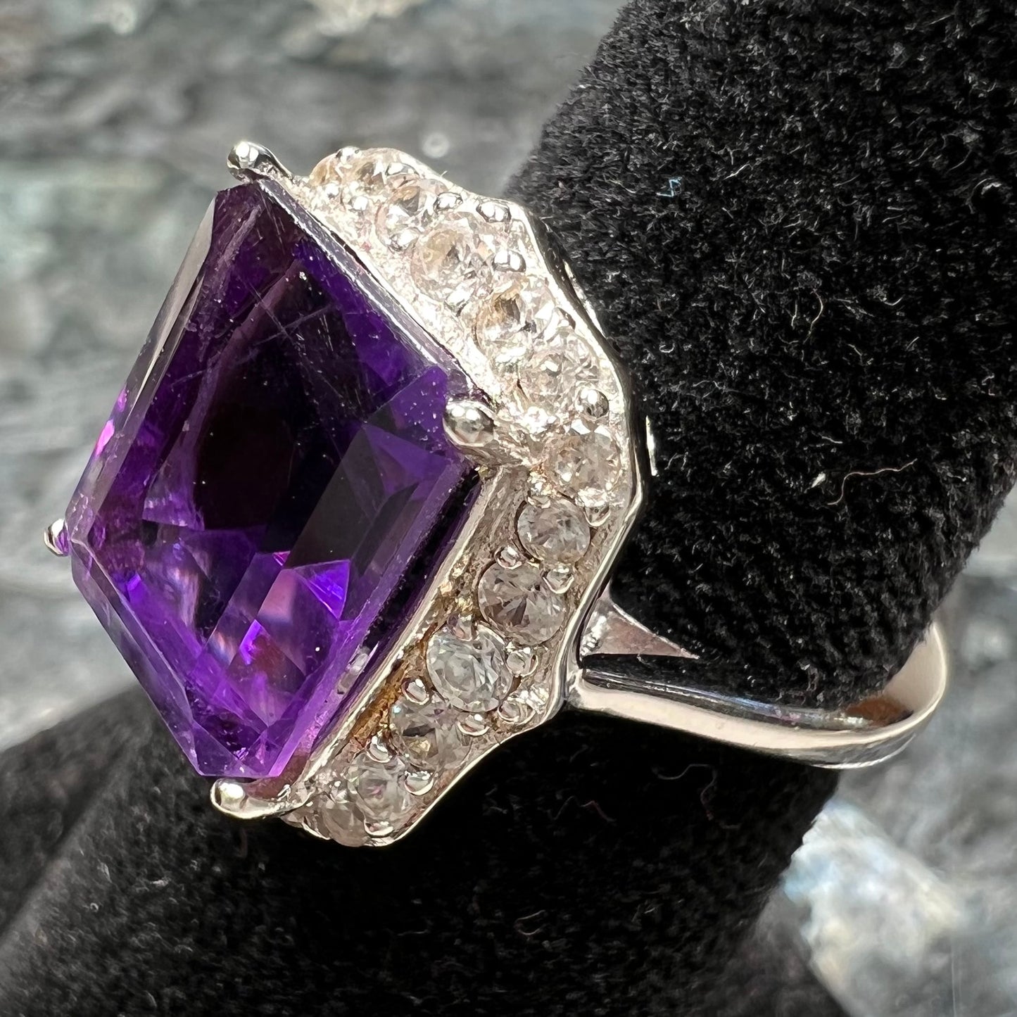 Amethyst & CZ Ring | Sterling Silver