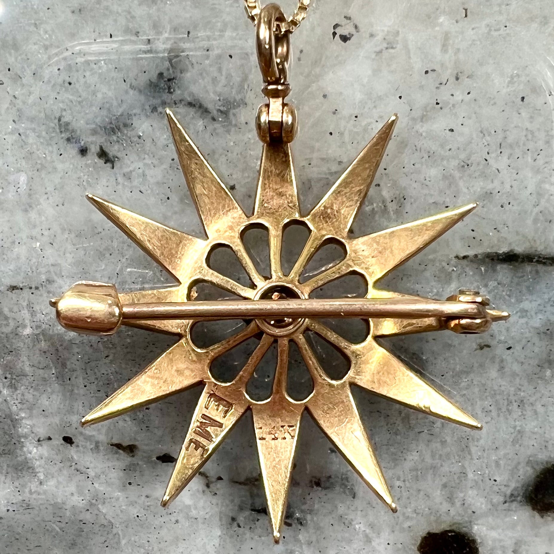 Estate Jewelry Star Burst Of Diamonds Pin