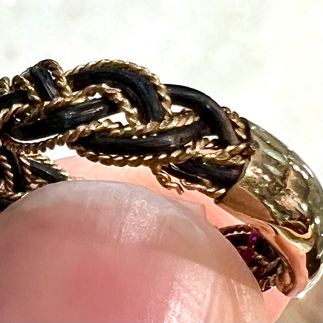 Victorian Braided Elephant Hair Ring | 14kt | Antique