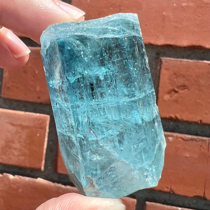 A six sided, natural blue aquamarine crystal from Vietnam.