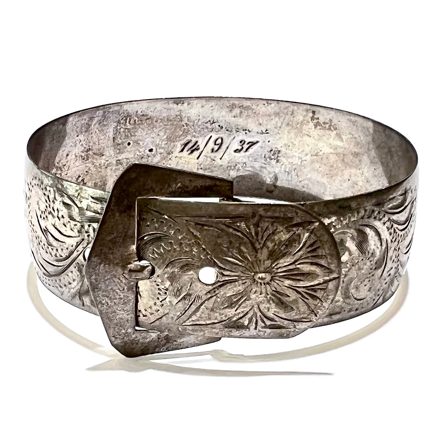 Vintage Sterling Silver Buckle Bracelet Signed | Chairish