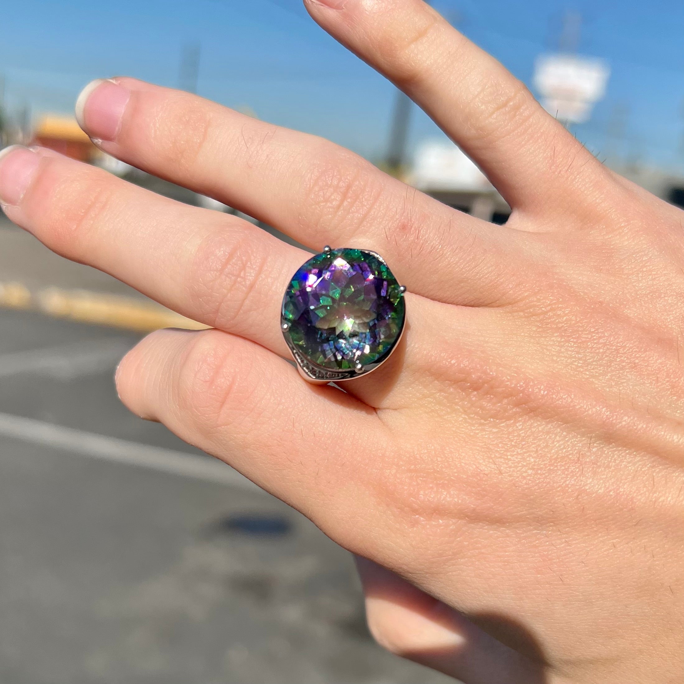 Mystic Topaz Cocktail Ring Sterling Silver Burton s Gems and Opals