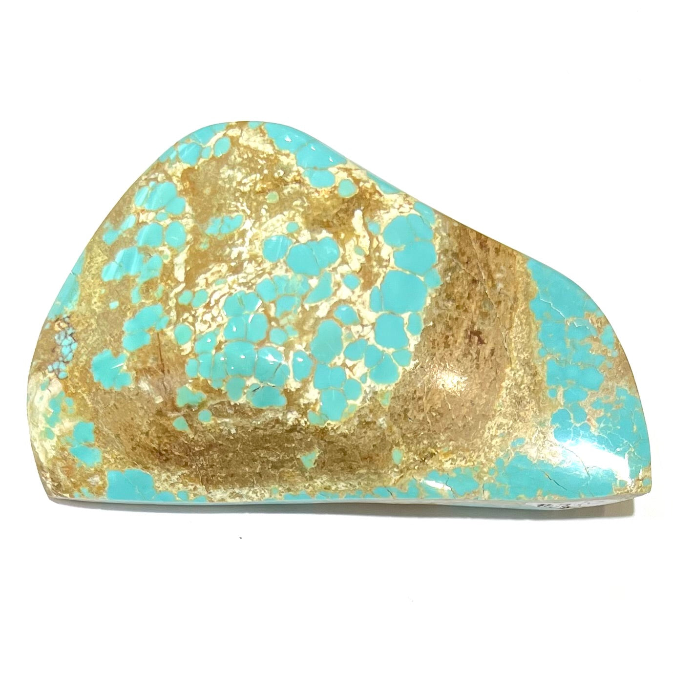 A large, polished turquoise specimen from the Cripple Creek mine.