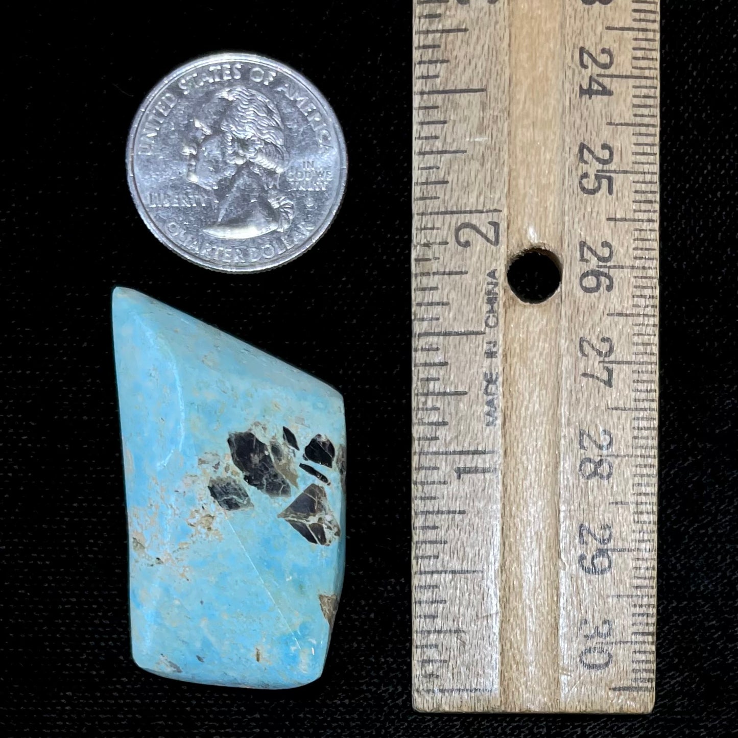 Polished baby blue turquoise specimen from Baja California, Mexico.