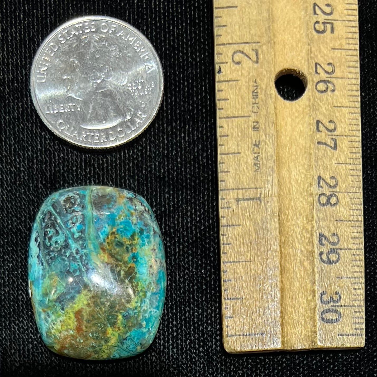 Loose turquoise with chrysocolla cabochon from Mohave County, Arizona.