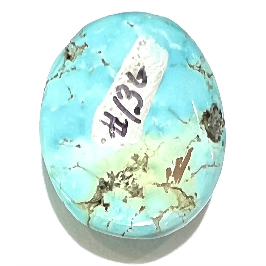 A loose oval cut turquoise cabochon from the Sleeping Beauty Mine in Arizona.