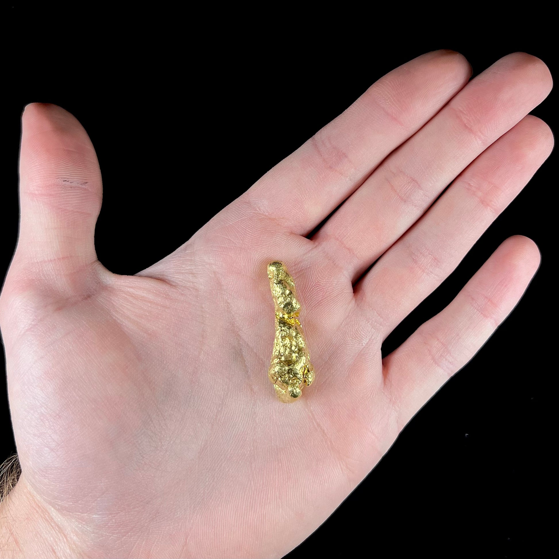 A 21 karat California gold nugget.