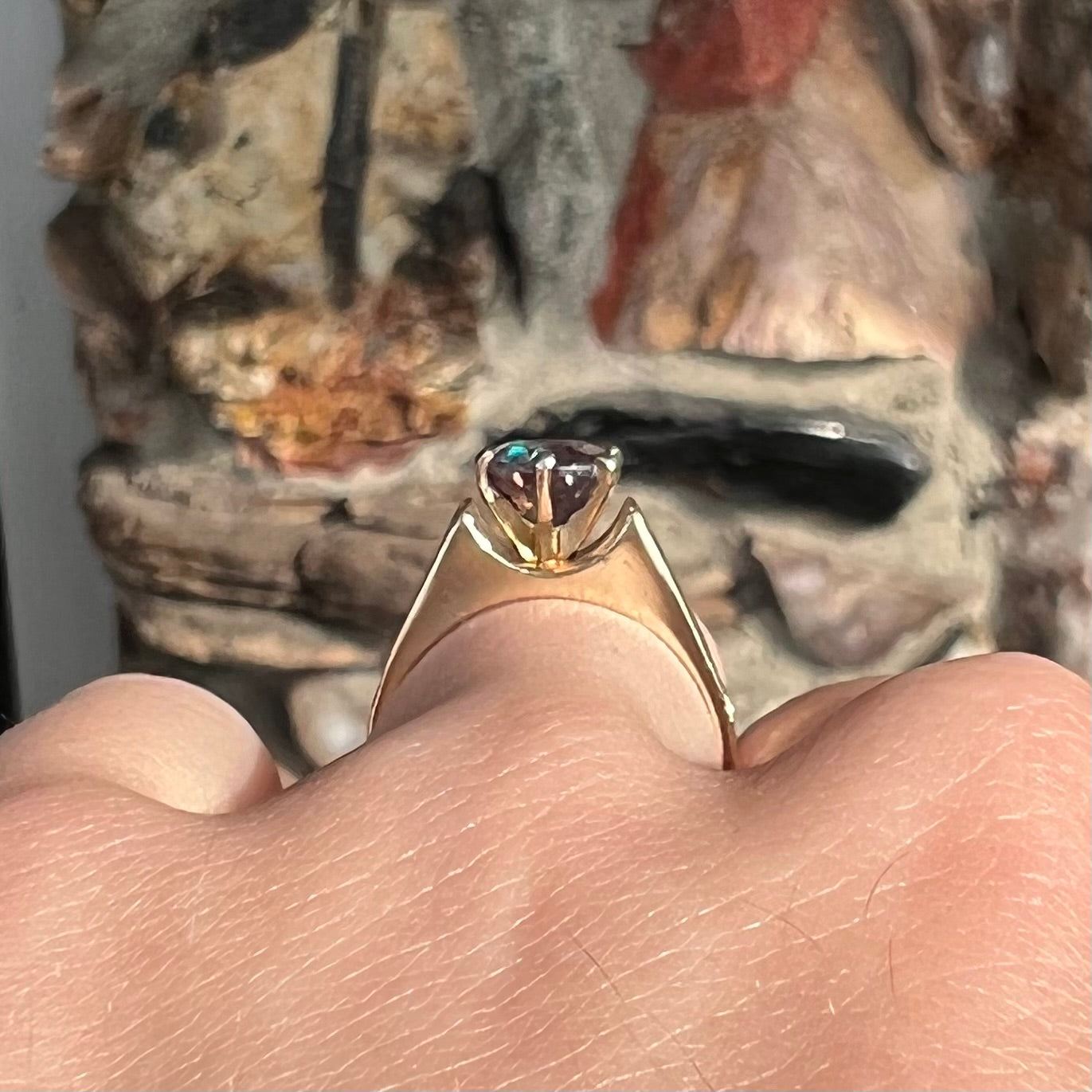 Lab Created Alexandrite Solitaire Ring | 14kt | Estate