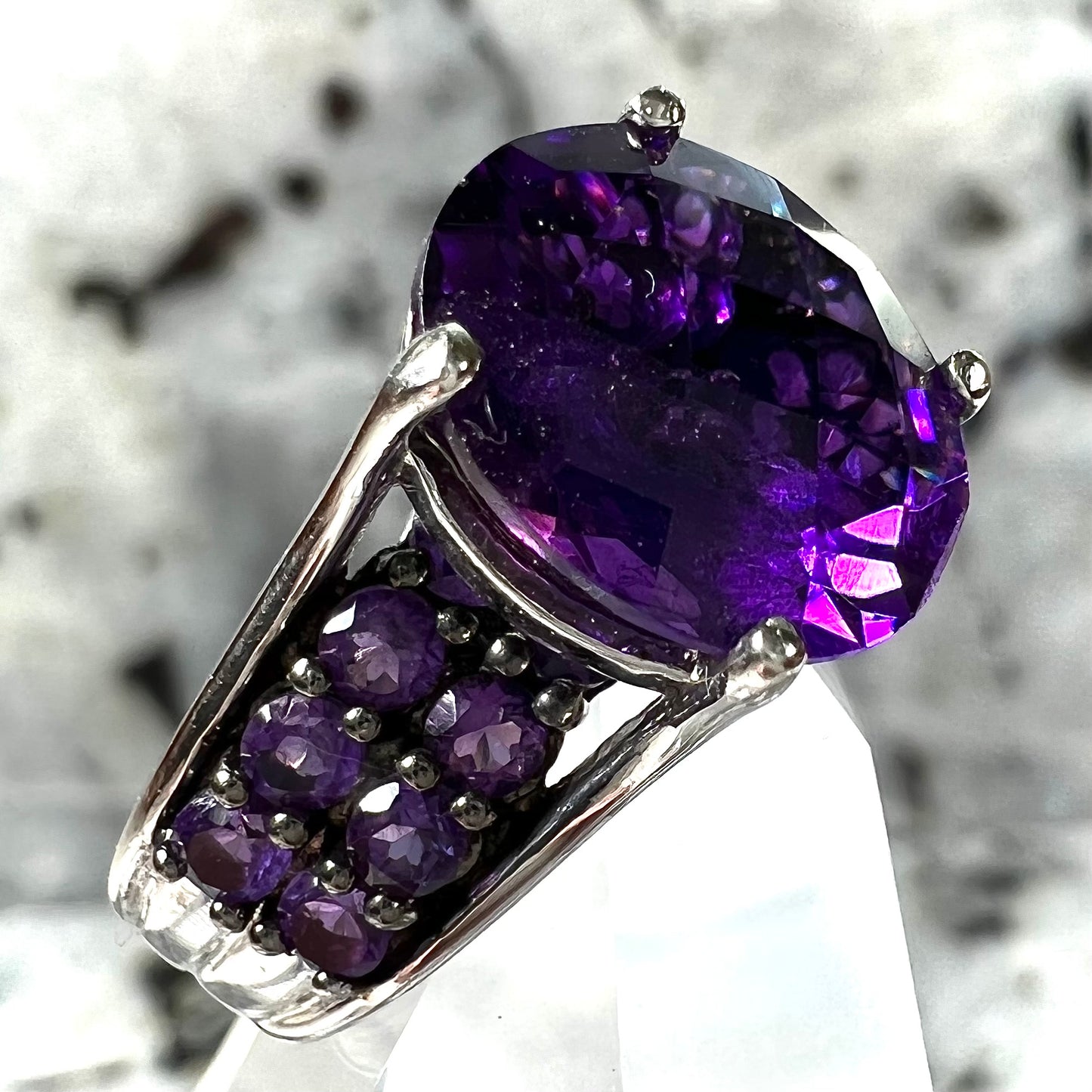 Siberian Amethyst Cathedral Ring | Sterling Silver