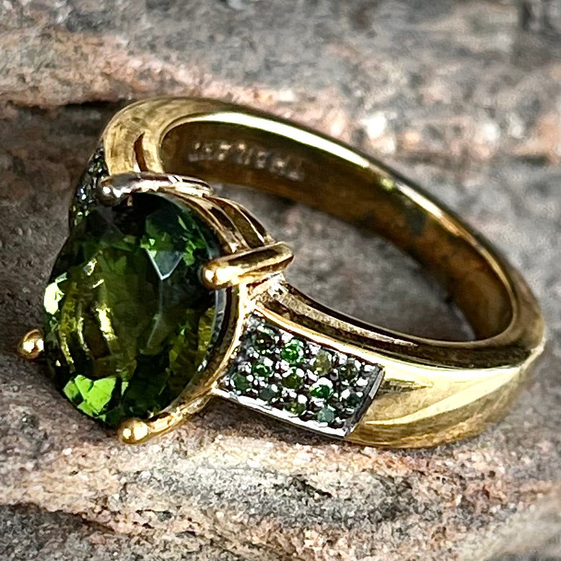 Chrome Diopside and Diamond Ring | Sterling Silver