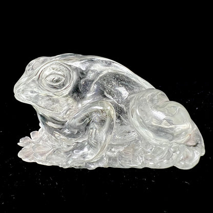 A crystal frog carved from topaz by artist Ronald Stevens.