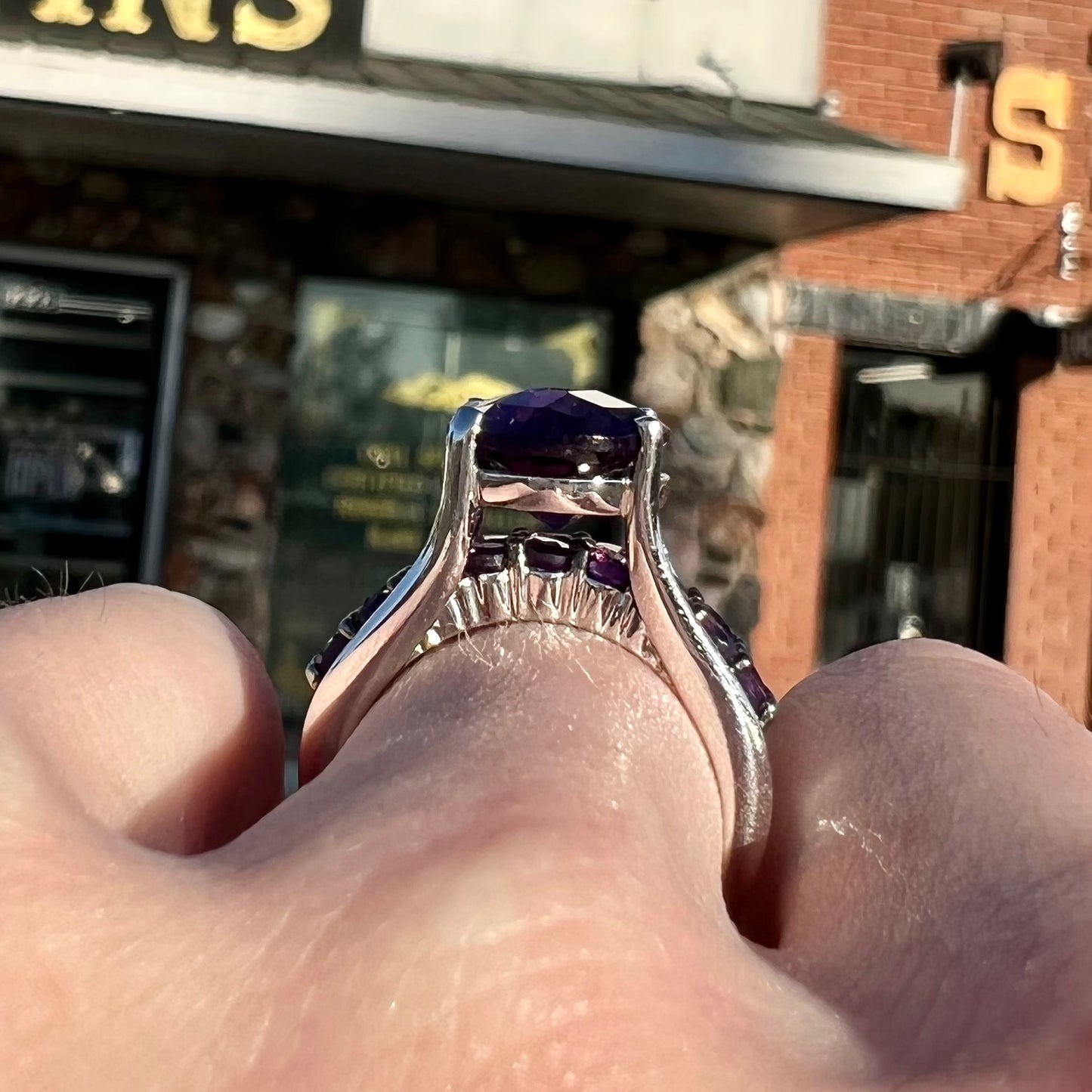 Siberian Amethyst Cathedral Ring | Sterling Silver