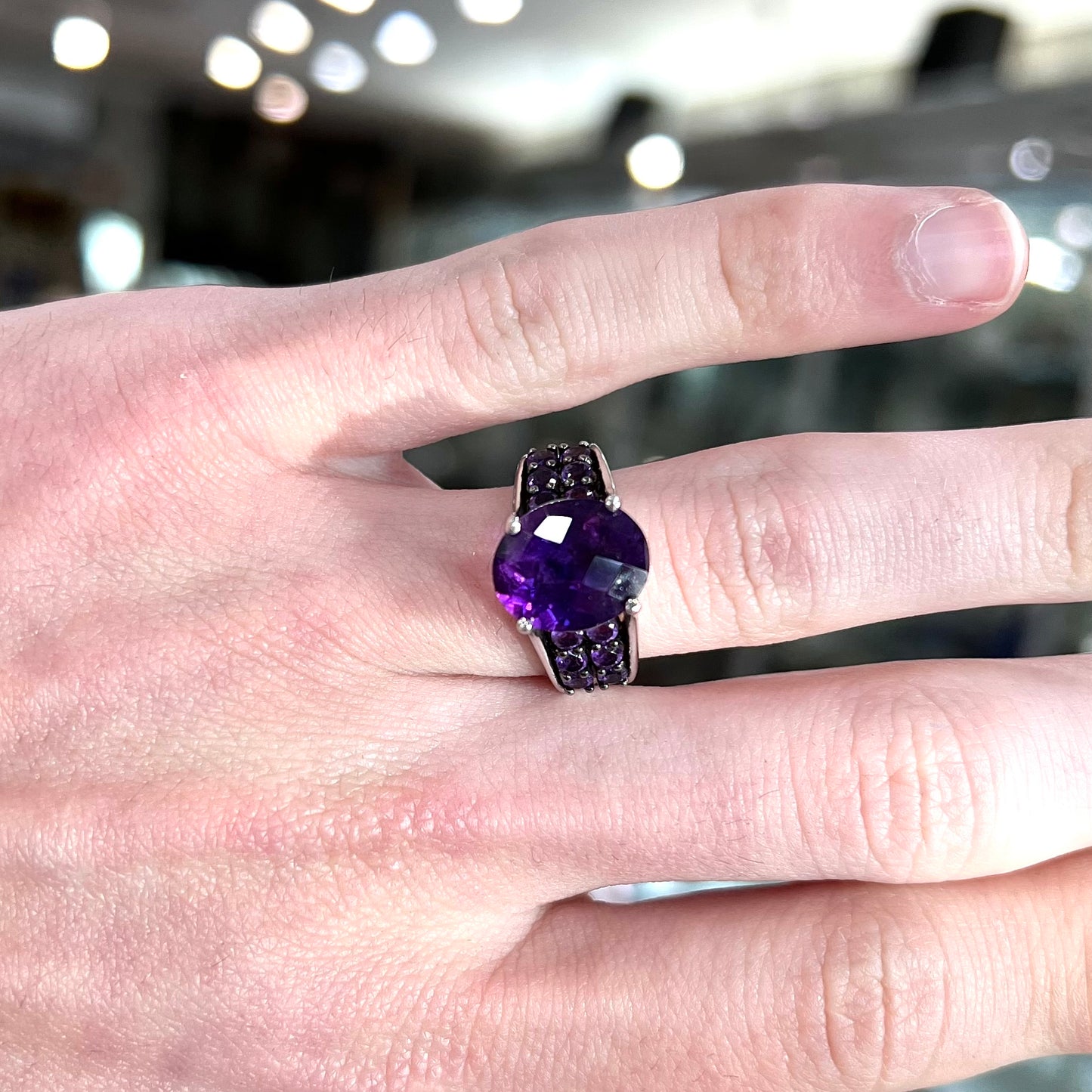 Siberian Amethyst Cathedral Ring | Sterling Silver