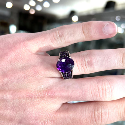 Siberian Amethyst Cathedral Ring | Sterling Silver