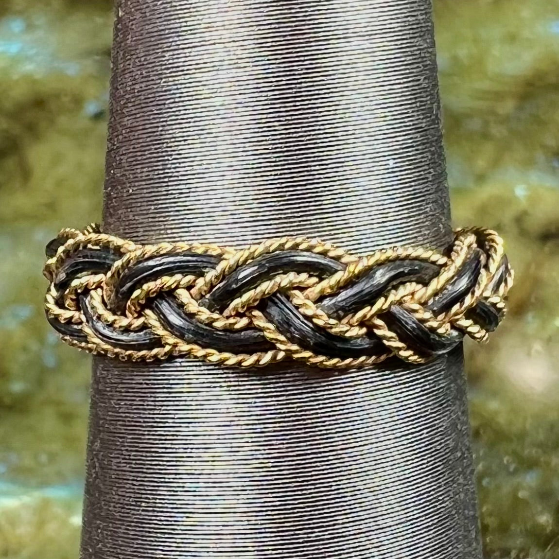 A braided elephant hair gold ring from the Victorian era.