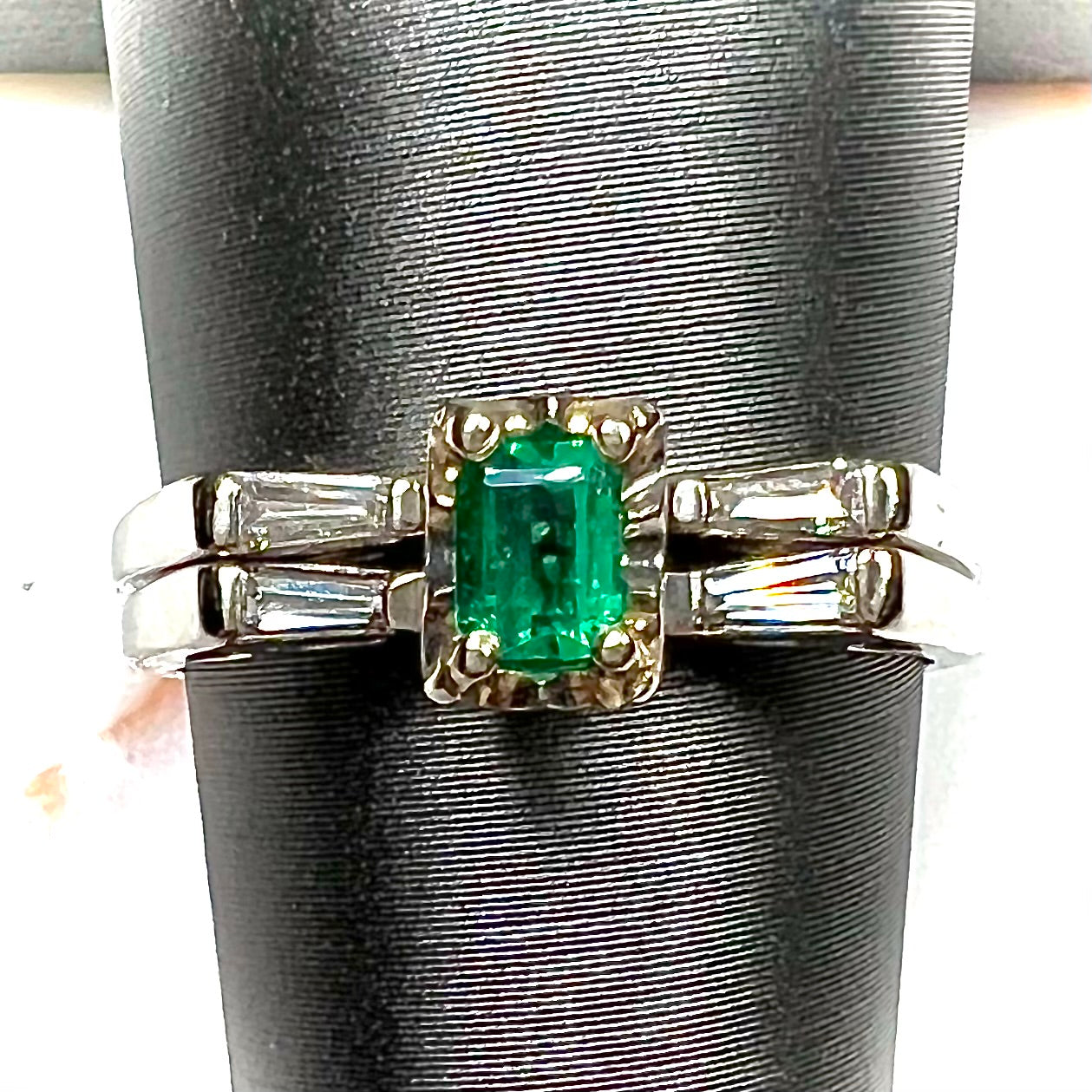 Emerald Cut Pave Engagement Ring with Diamond Pave Wedding Band Set,  Charlotte & Georgina - Olivia Gioielli