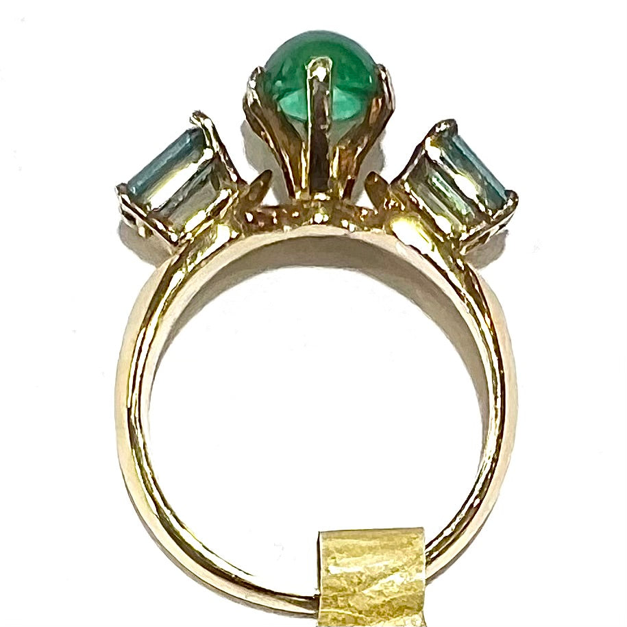 Emerald & Blue Tourmaline Ring | 14kt