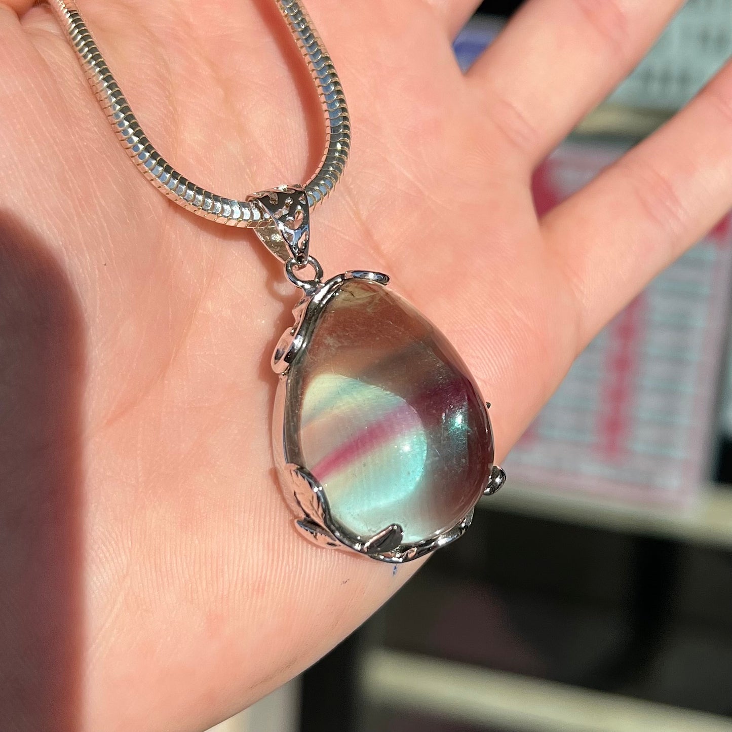 Fluorite Pendant | Sterling Silver | Chain Included
