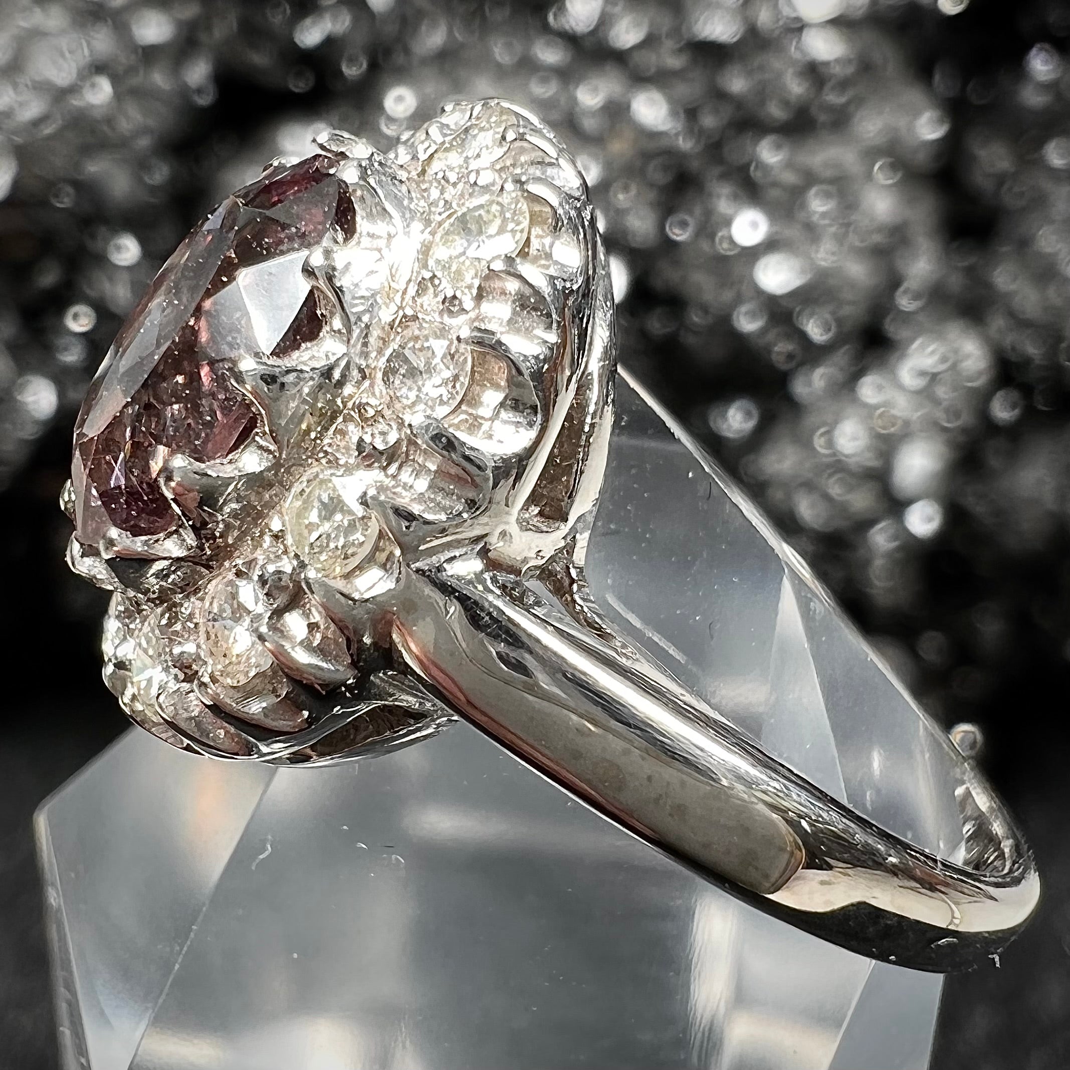 Color Change Garnet Diamond Halo White Gold Ring Burton s