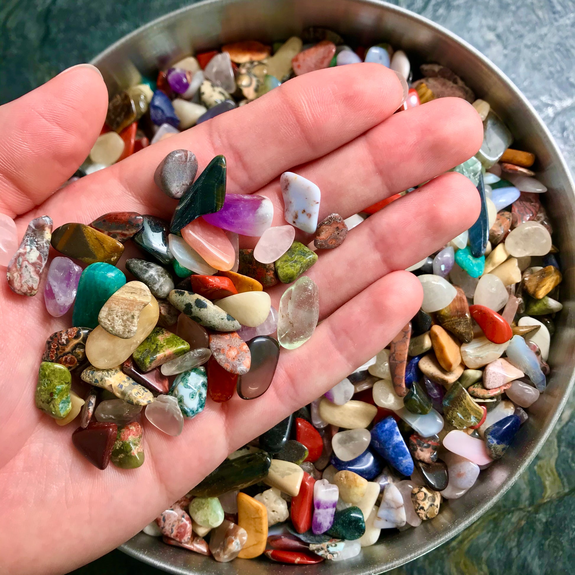 Handful of small, natural, metaphysical healing stones.  Different varieties.