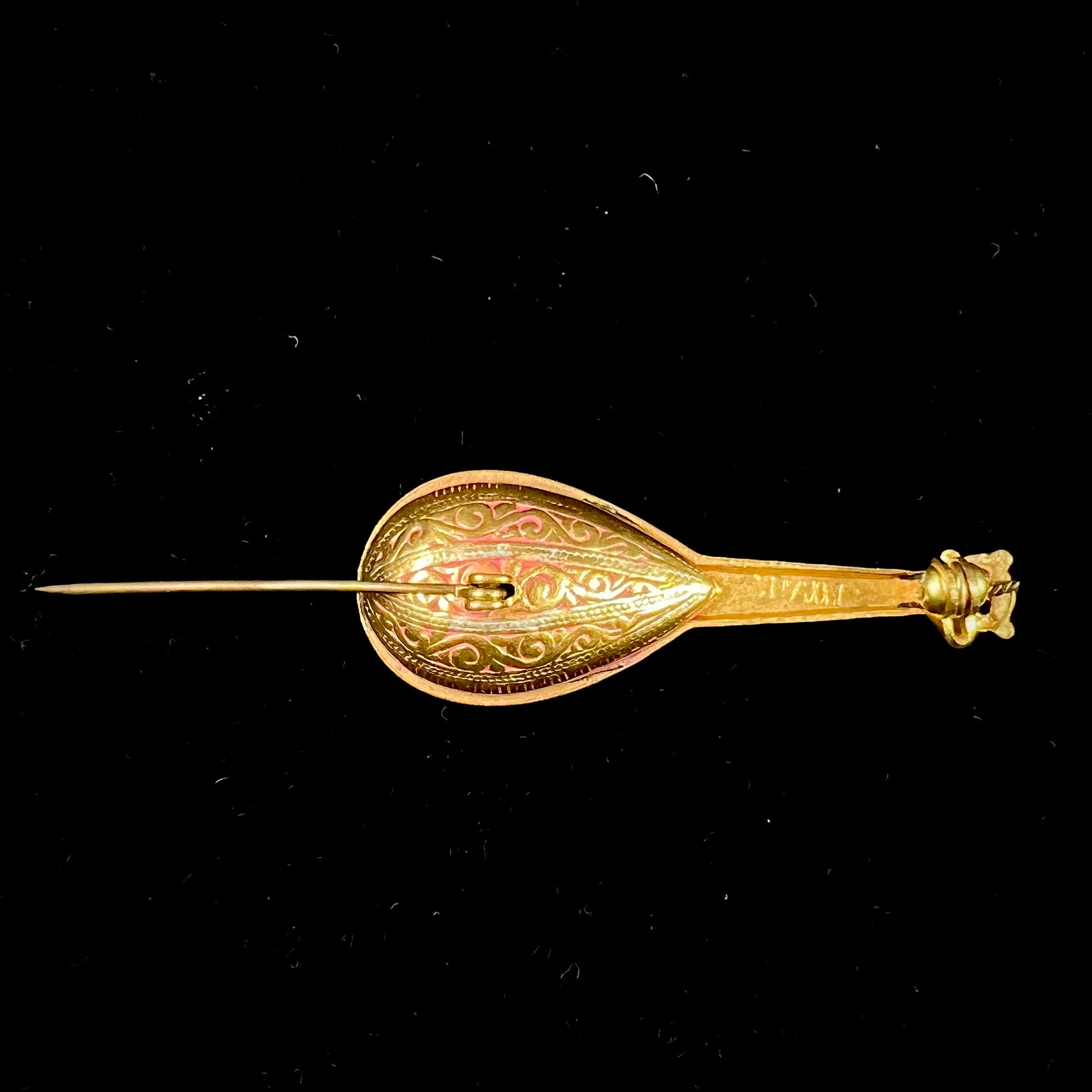 A gold filled mandolin brooch.  The back of the pin is stamped "SPAIN."