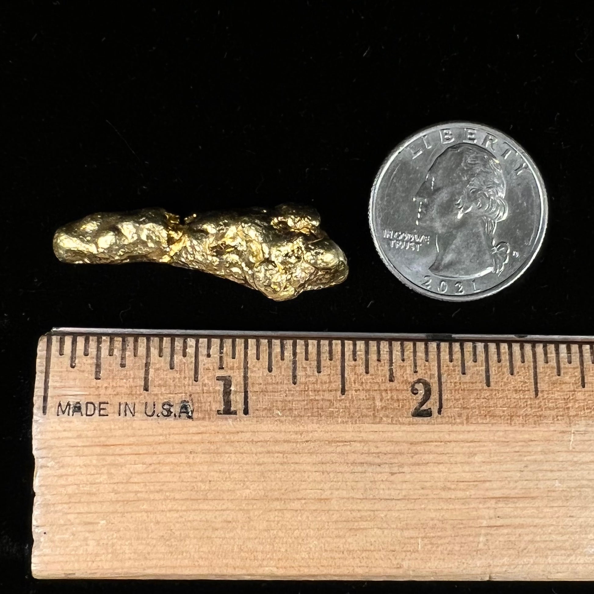 A 21 karat California gold nugget.
