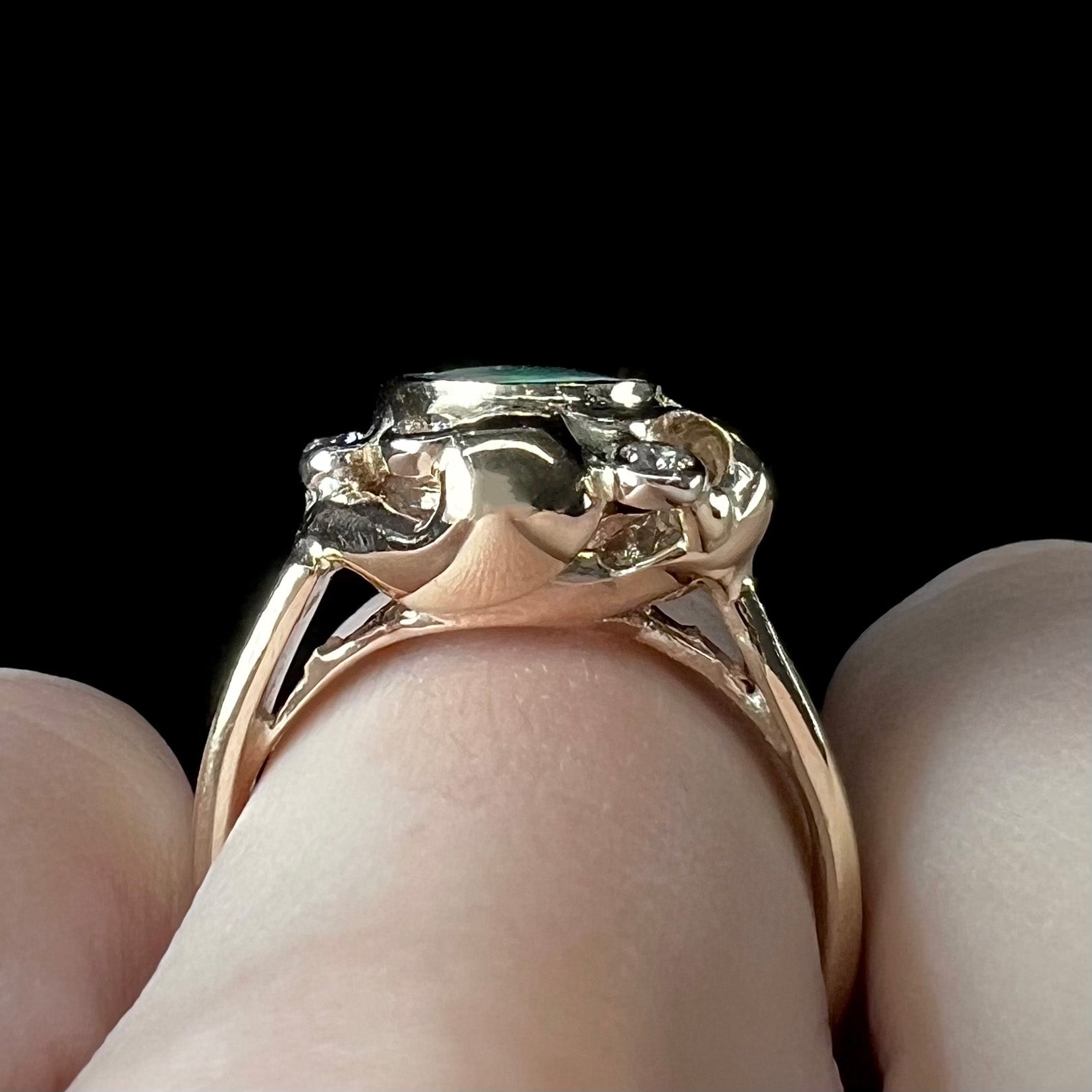 1.55ct Black Opal Diamond Ring in 14kt Yellow Gold Burton s