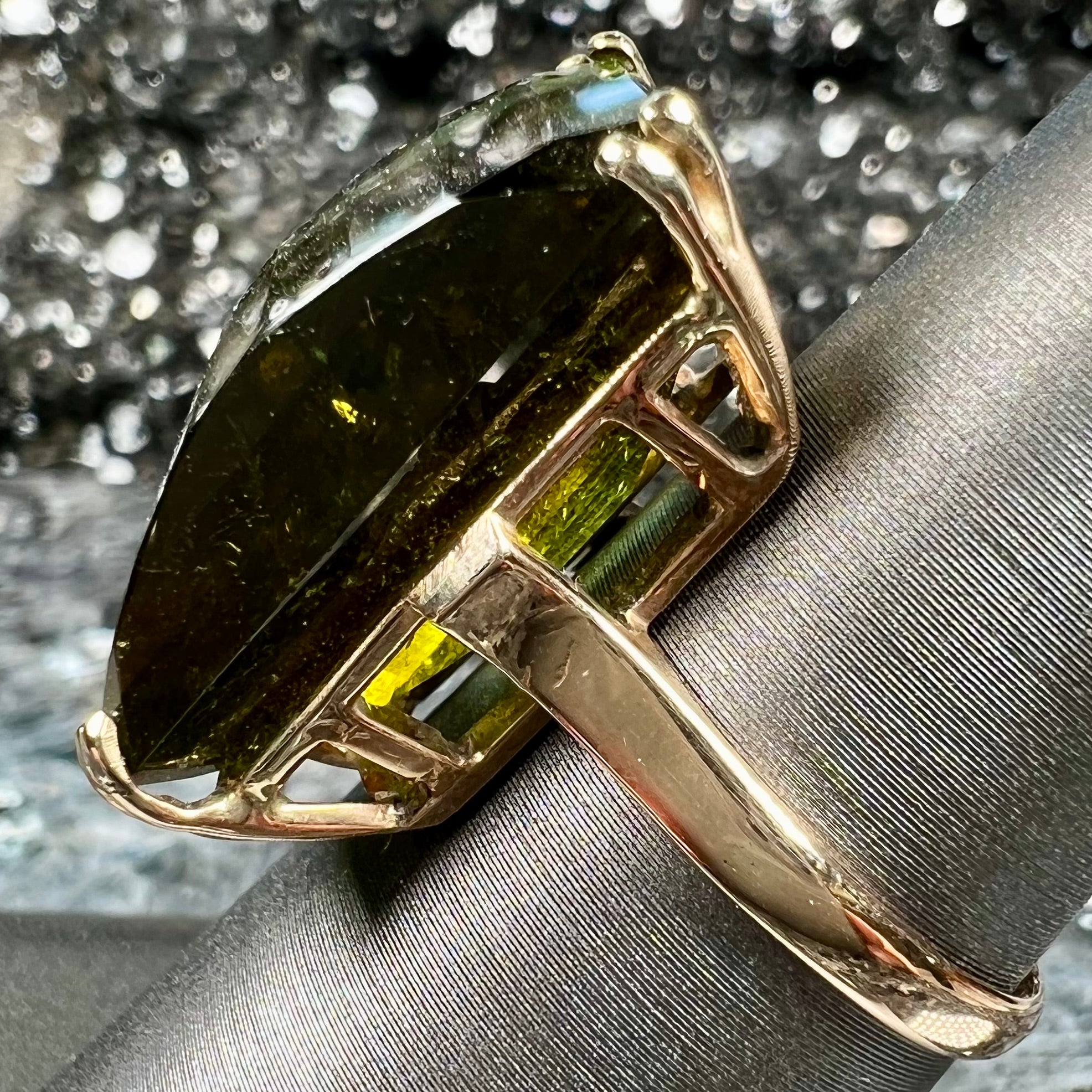Dark green tourmaline ring sale