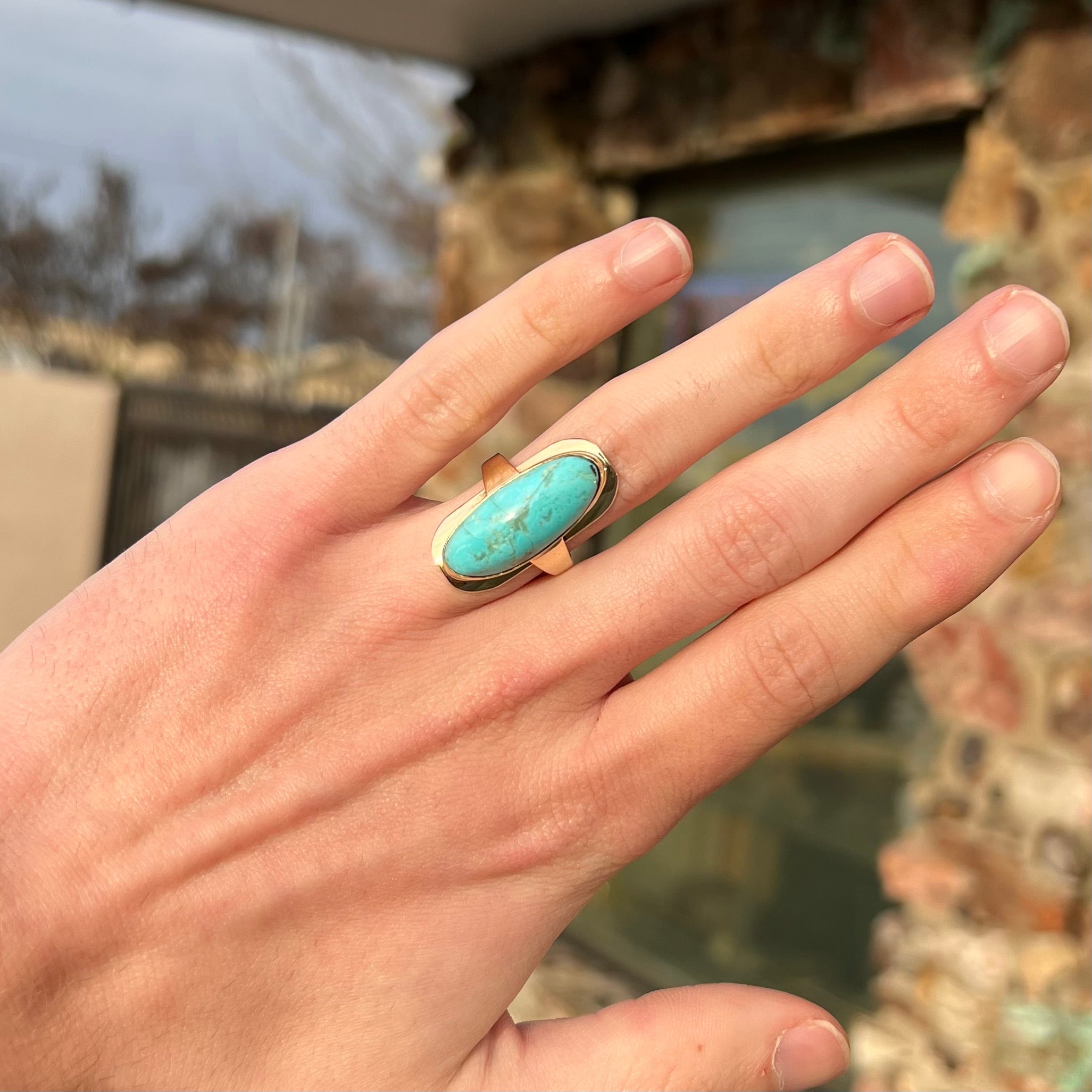 Taxco Silver and Natural Turquoise Cocktail Ring - Always Azure | NOVICA
