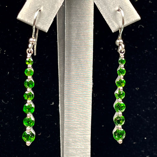 Green Synthetic Earrings | Sterling Silver