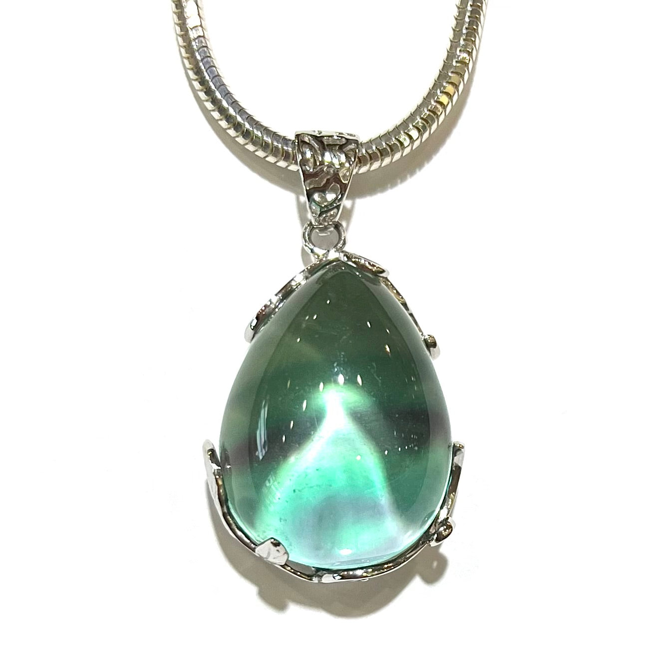 Fluorite Pendant | Sterling Silver | Chain Included