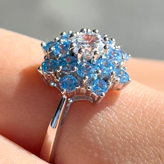 Apatite and Cubic Zirconia Ring | Sterling Silver