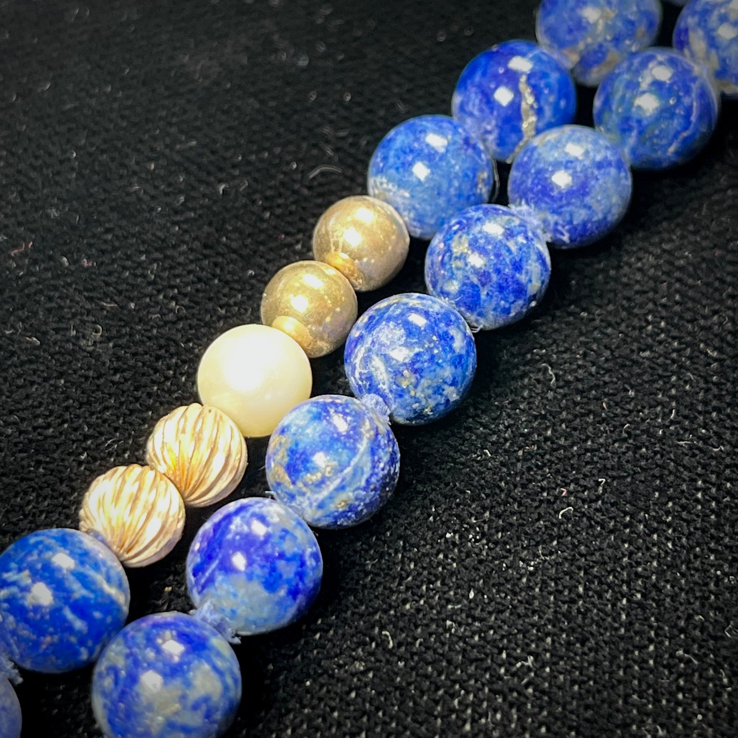 Lapis Lazuli Bead Necklace | 14kt | Estate