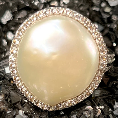 Freshwater Button Pearl Ring | Sterling Silver