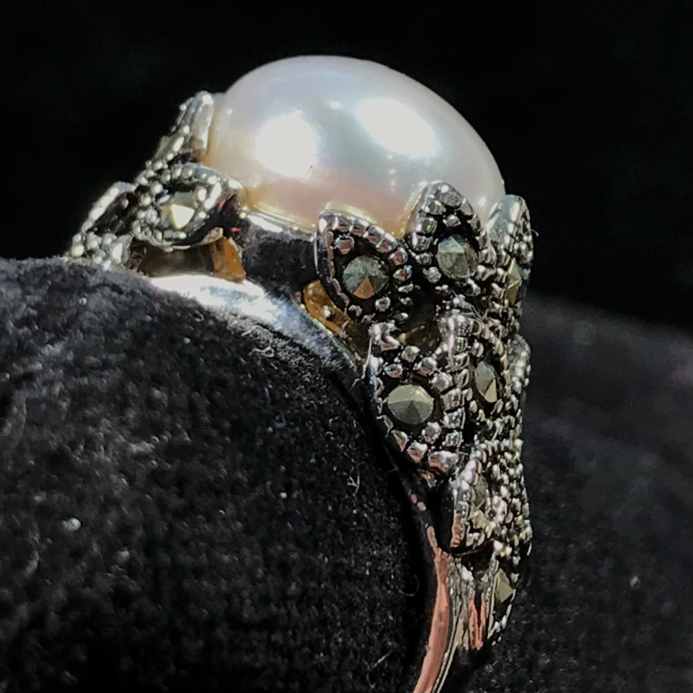 Antique silver pearl ring sale
