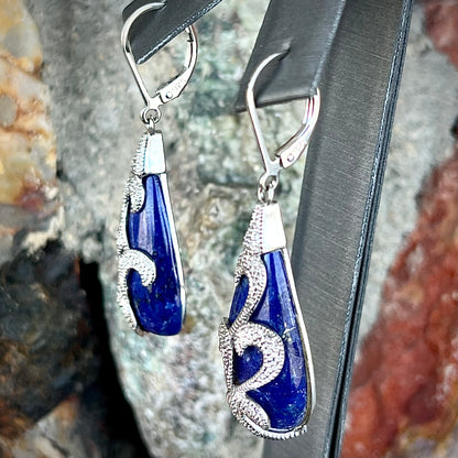 Lapis Lazuli Teardrop Earrings | Sterling Silver