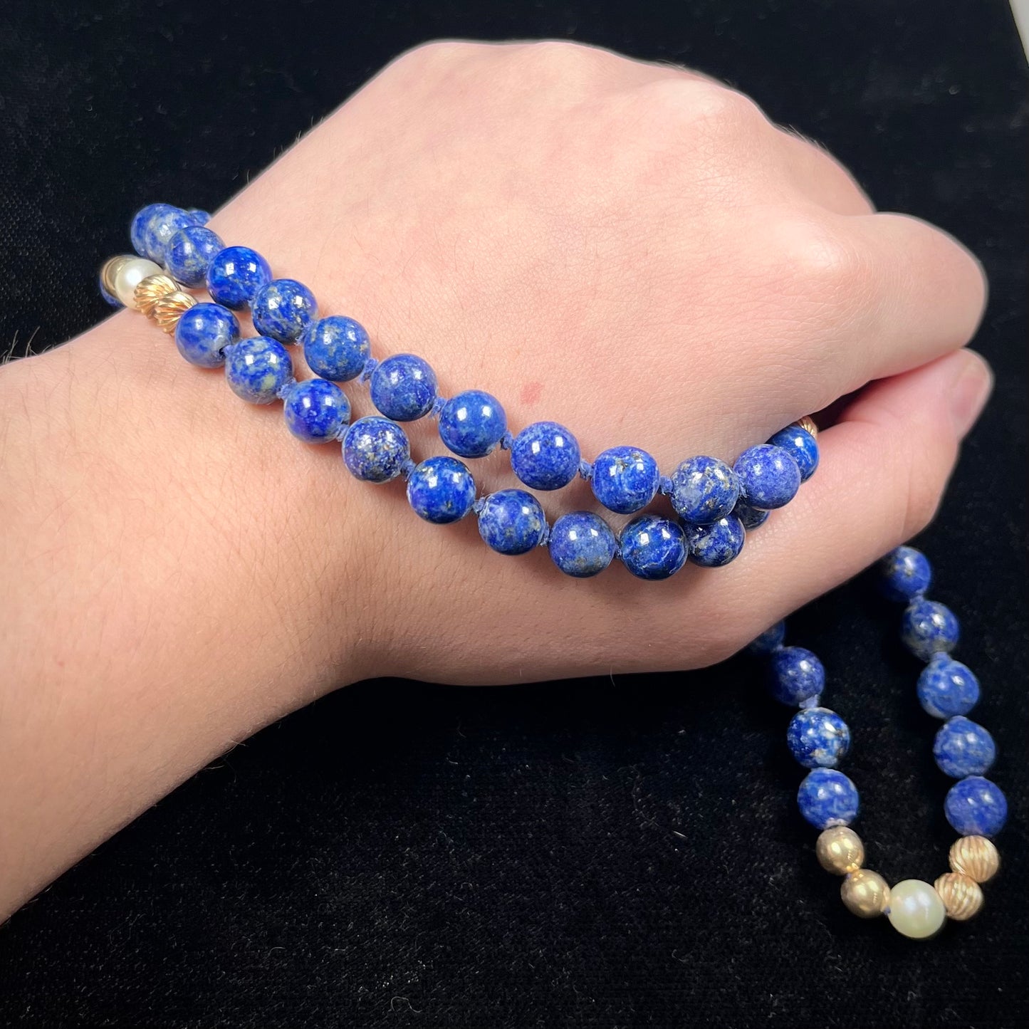 Lapis Lazuli Bead Necklace | 14kt | Estate