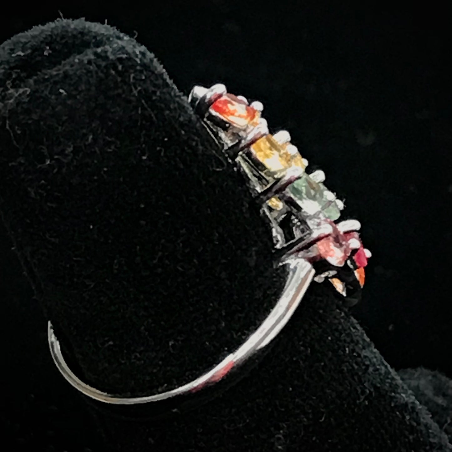 Multicolor Natural Sapphire Ring | Sterling Silver