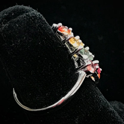 Multicolor Natural Sapphire Ring | Sterling Silver