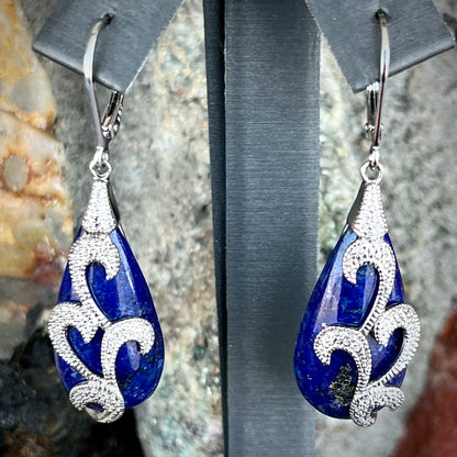 Lapis Lazuli Teardrop Earrings | Sterling Silver