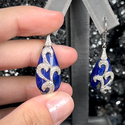 Lapis Lazuli Teardrop Earrings | Sterling Silver