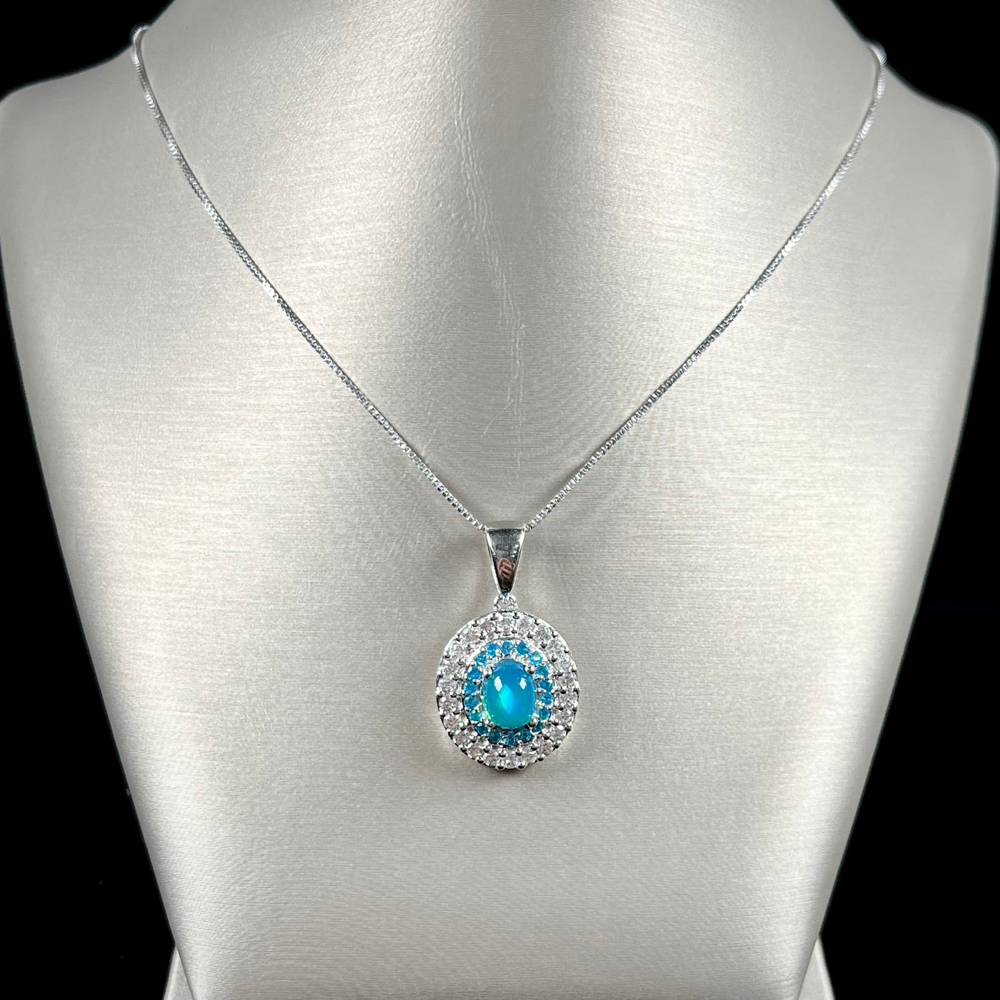 Cordelia | Silver Treated Ethiopian Opal & Apatite Necklace