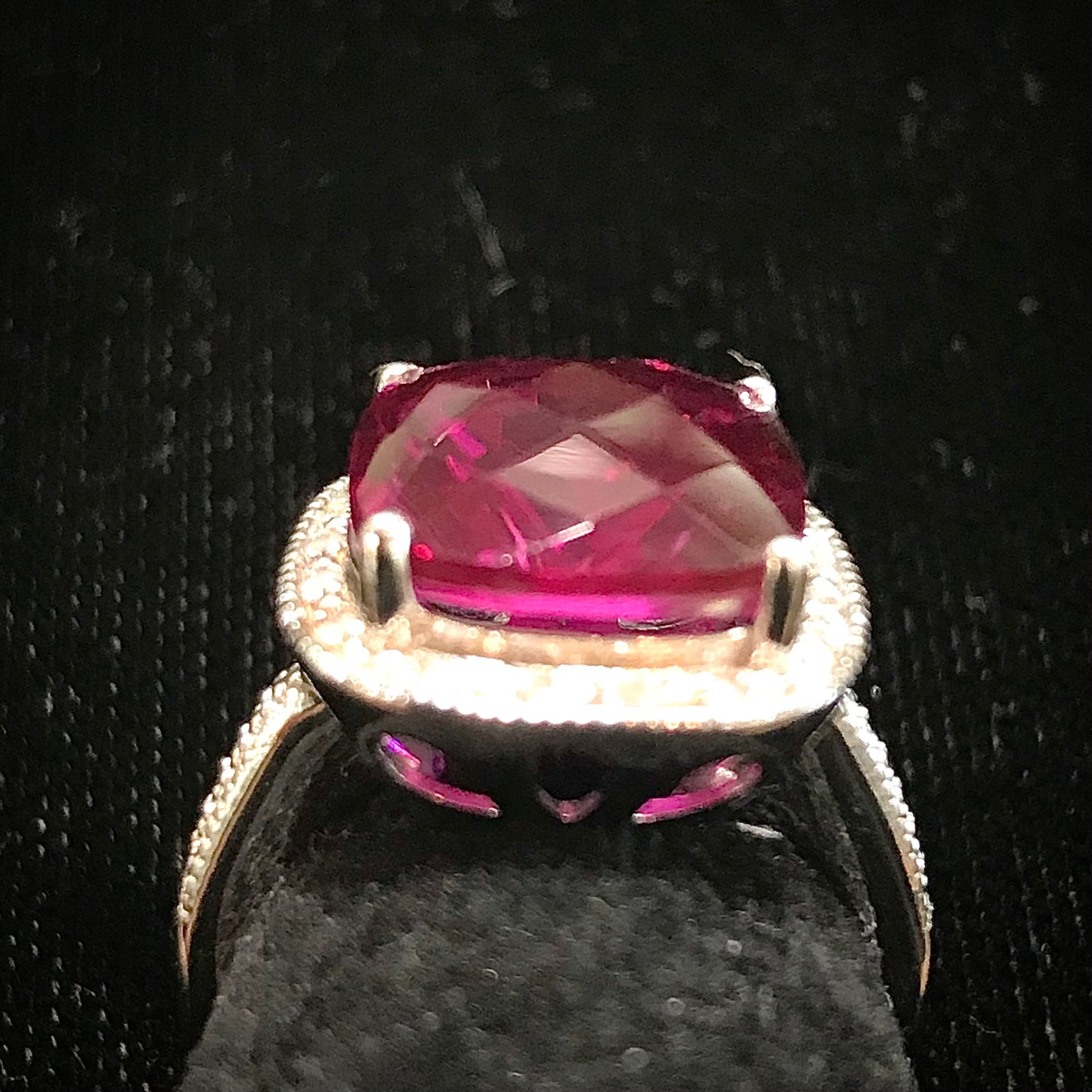 Dark Pink Lab Grown Ring | Sterling Silver