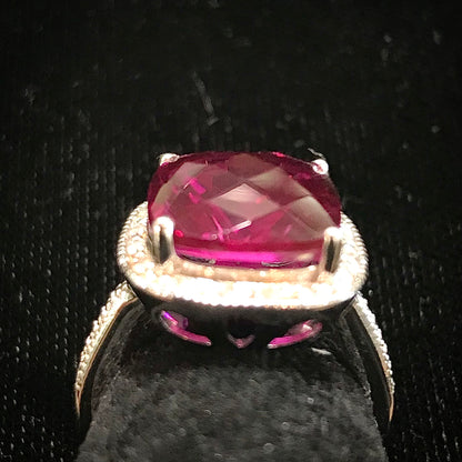 Dark Pink Lab Grown Ring | Sterling Silver