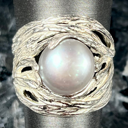 Organic Style Pearl Ring | Sterling Silver
